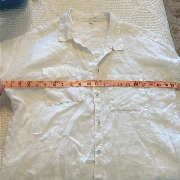 Eileen Fisher Oversize Boxy White Linen Shirt - Picture 3 of 4